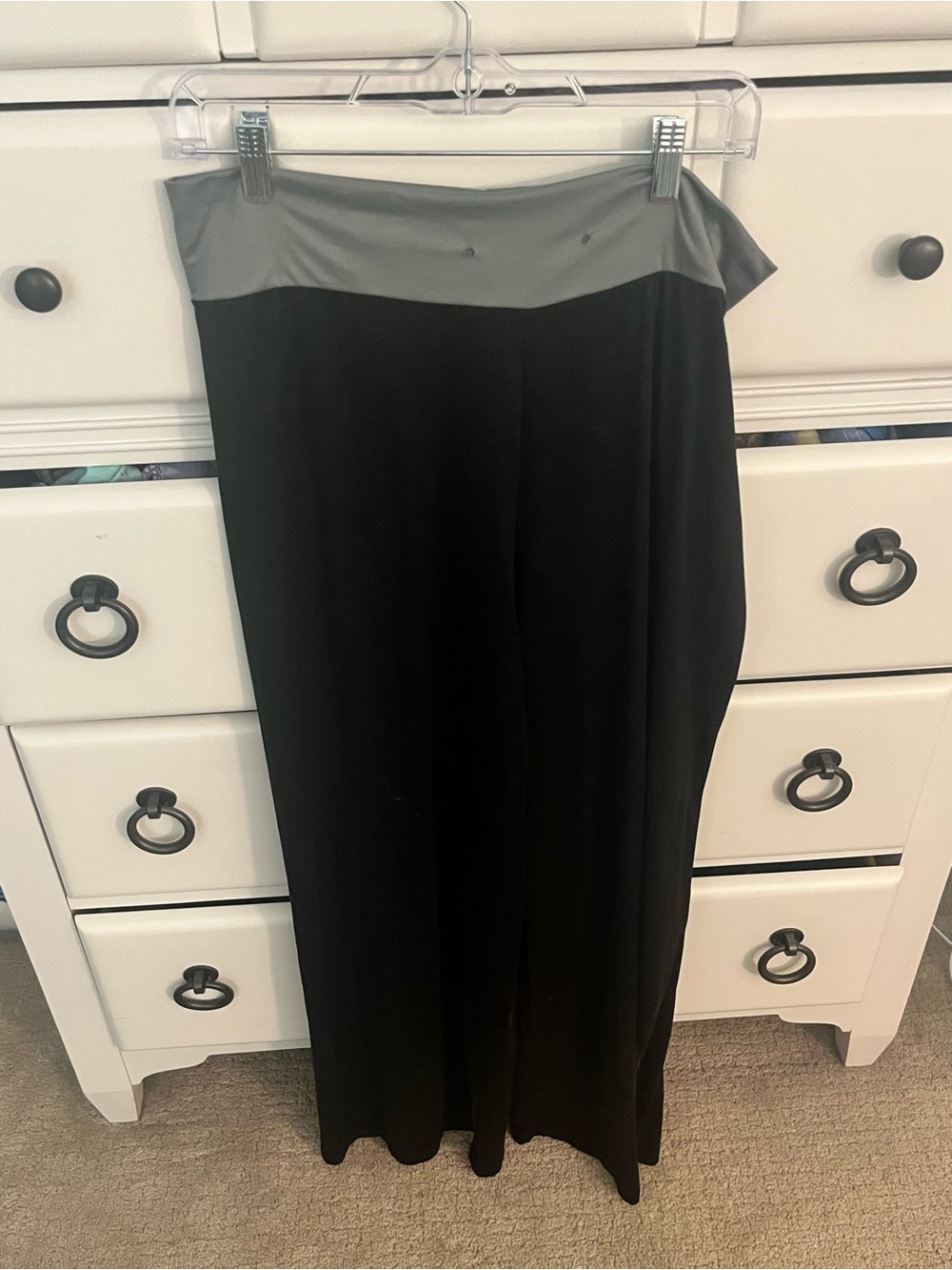High-Waist Black Maxi Skirt with Gray Waistband